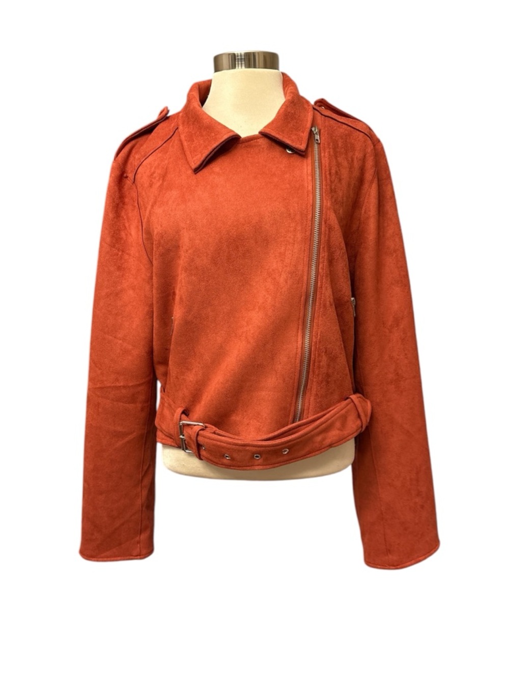 Perfectly Priscilla Perfect Vision jacket moto style belted cropped Sz 3XL NWT